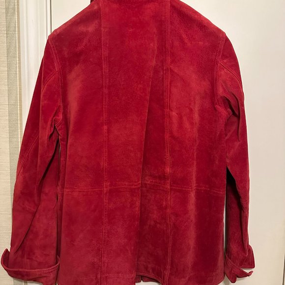 Ladies-Coldwater Creek Red Suede Leather Jacket- Size M-Nice Used Condition - Picture 3 of 5